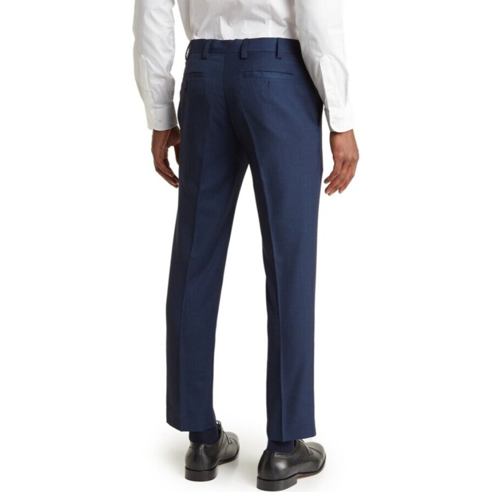 Louis Raphael Men's Slim Fit Dress Pants 38x32 Navy Straight Mini Herringbone - Picture 5 of 5